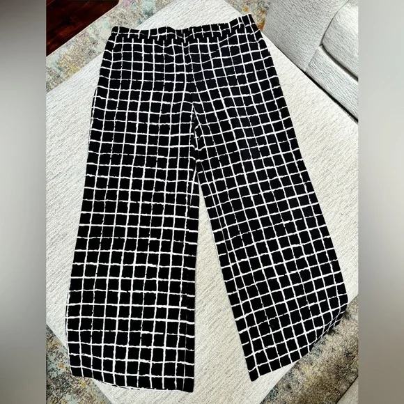 New York & Company Black and White Window Pane Wide Leg Pants - Picture 2 of 8